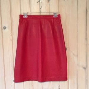 Vintage Red Leather Skirt Maxima for Neiman Marcus